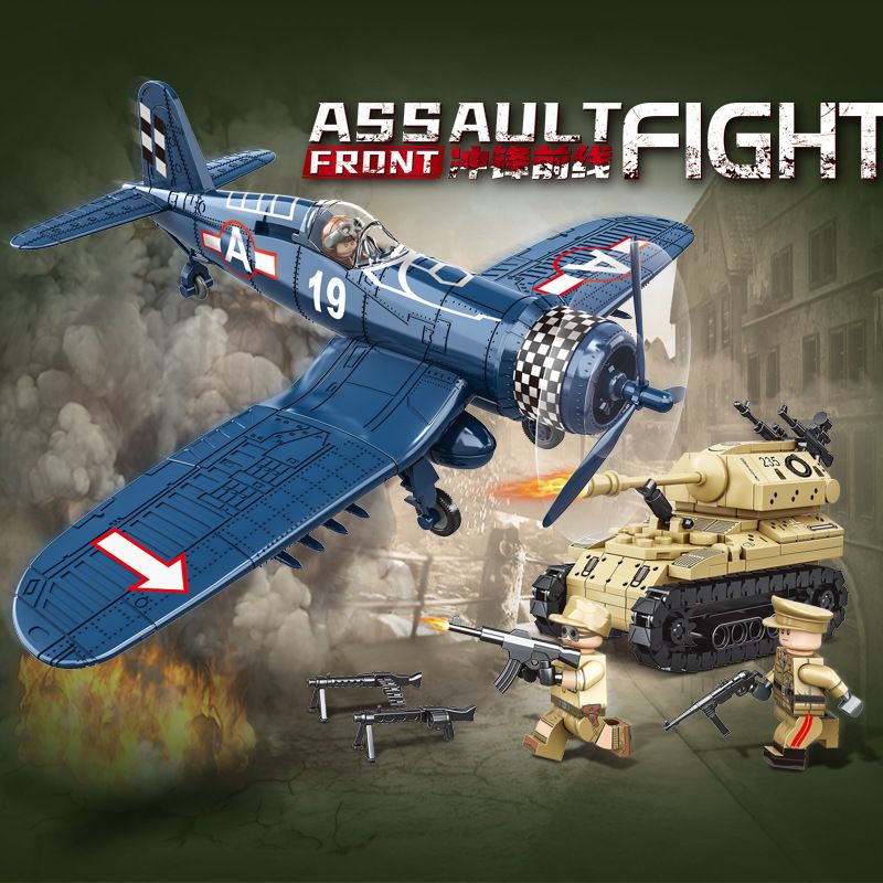 AMERICAN LEAGUE 98304 TIẾN RA PHÍA TRƯỚC XE TĂNG ELEPHANT CỦA ĐỨC MÁY BAY CHIẾN ĐẤU F4U CORSAIR MỸ bộ đồ chơi xếp lắp ráp ghép mô hình Military Army Quân Sự Bộ Đội