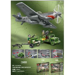 AMERICAN LEAGUE 98306 TIẾN RA TIỀN TUYẾN XE JEEP CỦA QUÂN ĐỘI MỸ MÁY BAY CHIẾN ĐẤU P51 MUSTANG bộ đồ chơi xếp lắp ráp ghép mô hình Military Army Quân Sự Bộ Đội