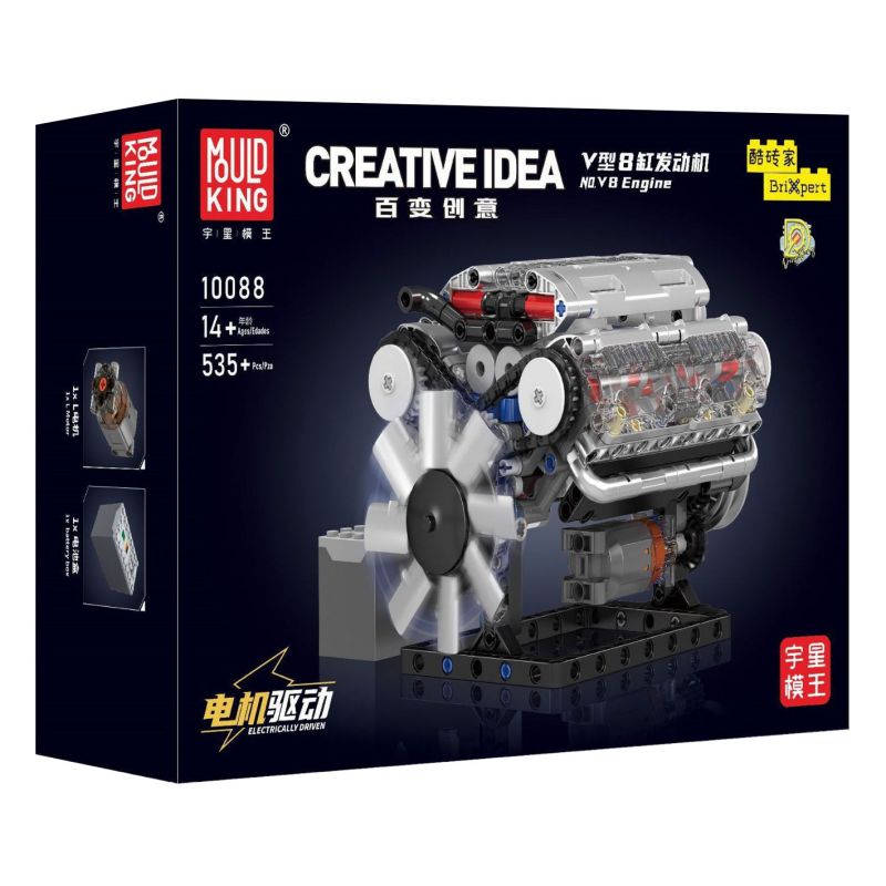 MouldKing 10088 Mould King 10088 non Lego DẪN ĐỘNG CƠ 8 XI-LANH KIỂU CHỮ V bộ đồ chơi xếp lắp ráp ghép mô hình Technic V8 ENGINE Kỹ Thuật Công Nghệ Cao Mô Hình Phương Tiện 535 khối