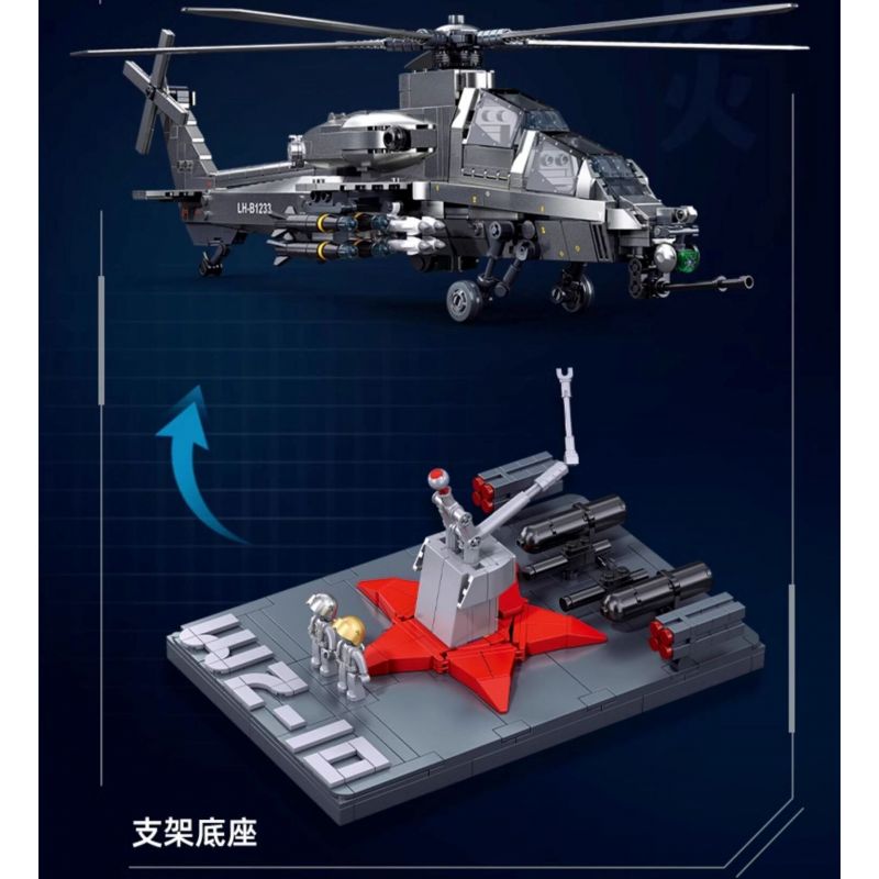 SLUBAN M38-B1233 B1233 1233 M38B1233 38-B1233 KHU VUI CHƠI MÔ HÌNH TRỰC THĂNG VŨ TRANG WZ-10S 1:35 tỷ lệ 1:35 bộ đồ chơi xếp lắp ráp ghép mô hình Military Army Quân Sự Bộ Đội