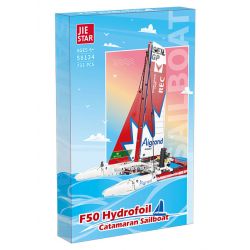 JIESTAR 58124 THUYỀN BUỒM CATAMARAN bộ đồ chơi xếp lắp ráp ghép mô hình Technic F50 HYDROFOIL CATAMARAN SAILBOAT Kỹ Thuật Công Nghệ Cao Mô Hình Phương Tiện 733 khối