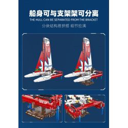 JIESTAR 58124 THUYỀN BUỒM CATAMARAN bộ đồ chơi xếp lắp ráp ghép mô hình Technic F50 HYDROFOIL CATAMARAN SAILBOAT Kỹ Thuật Công Nghệ Cao Mô Hình Phương Tiện 733 khối