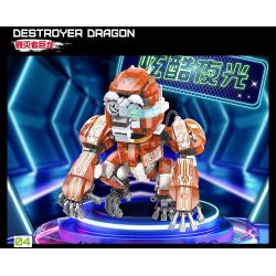 ZHEGAO 662022 Q KHỦNG LONG CƠ KHÍ DỄ THƯƠNG RỒNG SEN ĐỎ bộ đồ chơi xếp lắp ráp ghép mô hình MECHANICAL DINOSAUR 3 3310 khối