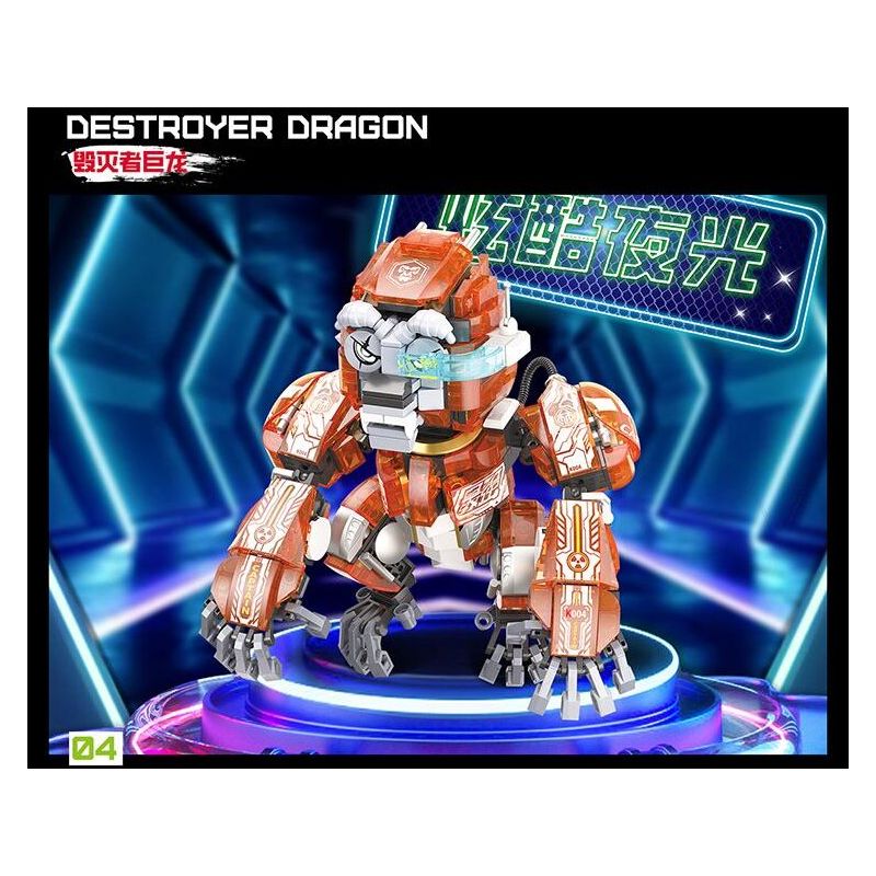 ZHEGAO 662022 Q KHỦNG LONG CƠ KHÍ DỄ THƯƠNG RỒNG SEN ĐỎ bộ đồ chơi xếp lắp ráp ghép mô hình MECHANICAL DINOSAUR 3 3310 khối