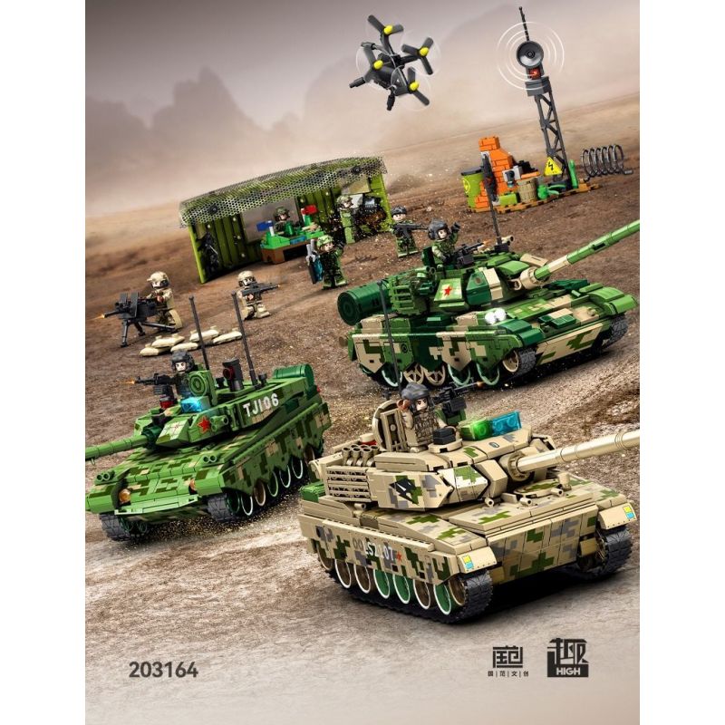 SEMBO 203164 ĐẤT NƯỚC MẠNH MẼ VÀ TINH THẦN ANH HÙNG LÍNH TRUNG QUỐC XE TĂNG CHIẾN ĐẤU CHỦ LỰC IRON TORRENT ZTZ-99A HẠNG ZTZ-59A NHẸ ZTQ-15 tỷ lệ 1:32 bộ đồ chơi xếp lắp ráp ghép mô hình Military Army Quân Sự Bộ Đội 2147 khối