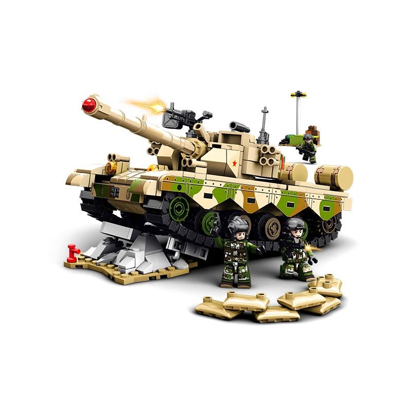 SEMBO 203159 non Lego MỘT QUỐC GIA HÙNG MẠNH XE TĂNG CHIẾN ĐẤU CHỦ LỰC ZTZ-96B tỷ lệ 1:32 bộ đồ chơi xếp lắp ráp ghép mô hình Military Army Quân Sự Bộ Đội 719 khối
