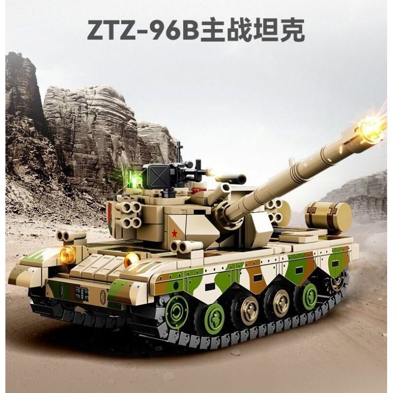 SEMBO 203159 TOP TOY 203159T MỘT QUỐC GIA HÙNG MẠNH XE TĂNG CHIẾN ĐẤU CHỦ LỰC ZTZ-96B tỷ lệ 1:32 bộ đồ chơi xếp lắp ráp ghép mô hình Military Army Quân Sự Bộ Đội 719 khối
