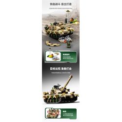 SEMBO 203159 TOP TOY 203159T MỘT QUỐC GIA HÙNG MẠNH XE TĂNG CHIẾN ĐẤU CHỦ LỰC ZTZ-96B tỷ lệ 1:32 bộ đồ chơi xếp lắp ráp ghép mô hình Military Army Quân Sự Bộ Đội 719 khối