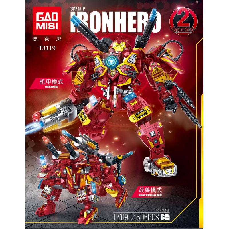 GAOMISI T3119 3119 CƠ KHÍ THÉP bộ đồ chơi xếp lắp ráp ghép mô hình IRONHERO 506 khối