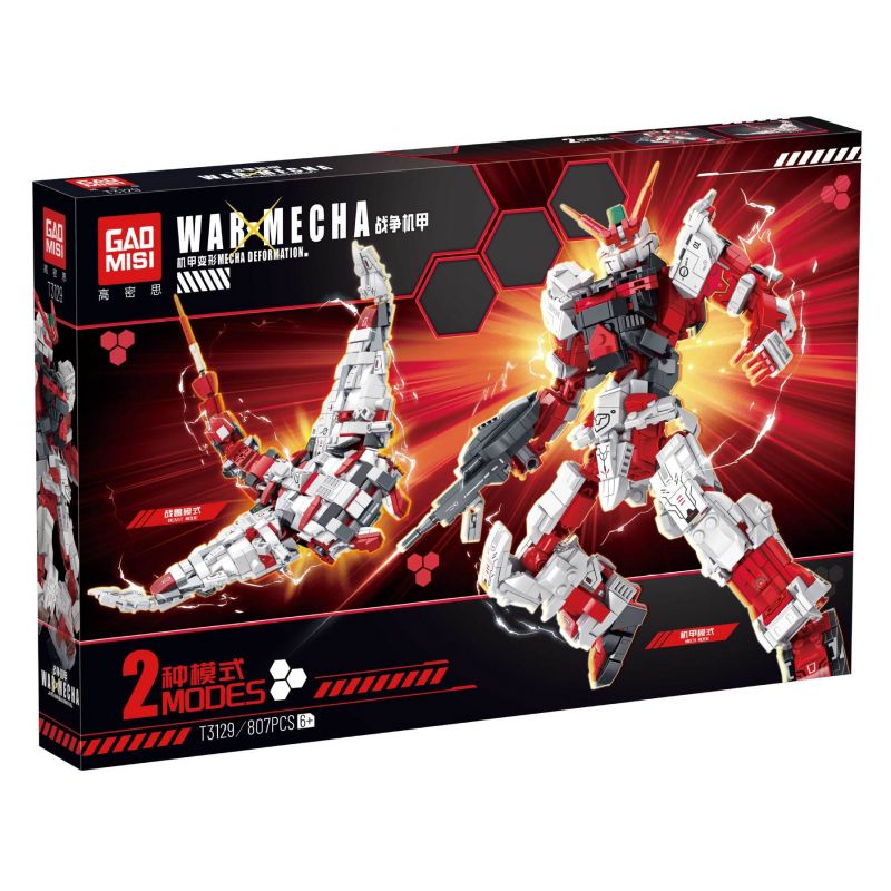 GAOMISI T3129 3129 non  WAR MECH DỊ GIÁO ĐỎ bộ đồ chơi xếp lắp ráp ghép mô hình WARMECHA 807 khối