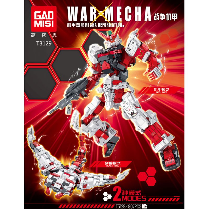 GAOMISI T3129 3129 WAR MECH DỊ GIÁO ĐỎ bộ đồ chơi xếp lắp ráp ghép mô hình WARMECHA 807 khối
