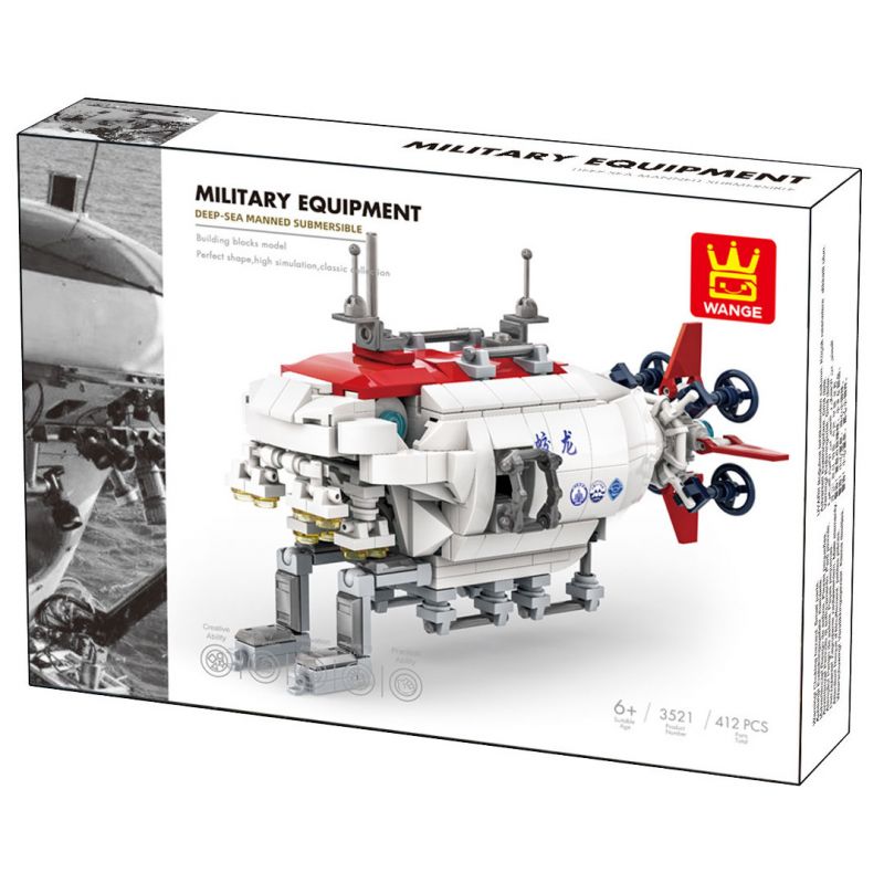WANGE LIGAO DR.LUCK 3521 TÀU THĂM DÒ LẶN SÂU CÓ NGƯỜI LÁI bộ đồ chơi xếp lắp ráp ghép mô hình Military Army Quân Sự Bộ Đội 412 khối