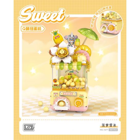 LOZ 1677 MÁY GASHAPON Q DỄ THƯƠNG ĐÁ TUYẾT DỨA bộ đồ chơi xếp lắp ráp ghép mô hình 387 khối