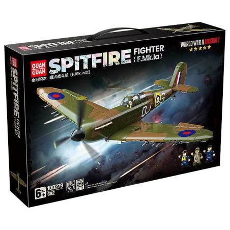 QuanGuan 100279 Quan Guan 100279 SPITFIRE ANH F.MK.LA bộ đồ chơi xếp lắp ráp ghép mô hình Military Army Quân Sự Bộ Đội 682 khối