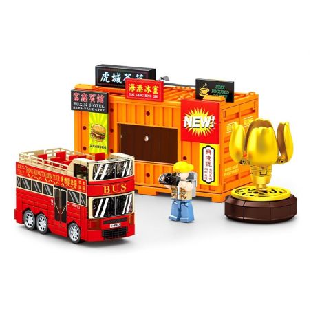 SEMBO 714524 CHẾ ĐỘ XEM PHỐ HỒNG KÔNG CHUYẾN THAM QUAN THÀNH BK.5 bộ đồ chơi xếp lắp ráp ghép mô hình Racers Đua Tốc Độ 281 khối