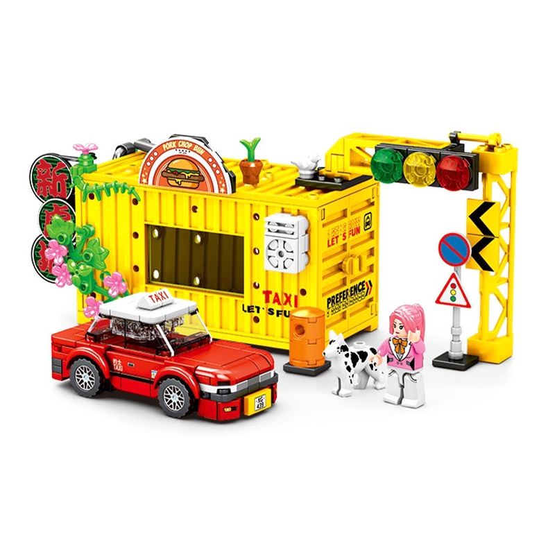 SEMBO 714525 non Lego CẢNH ĐƯỜNG PHỐ HỒNG KÔNG BK.5 GIAO THÔNG THUẬN TIỆN bộ đồ chơi xếp lắp ráp ghép mô hình Racers Đua Tốc Độ 271 khối