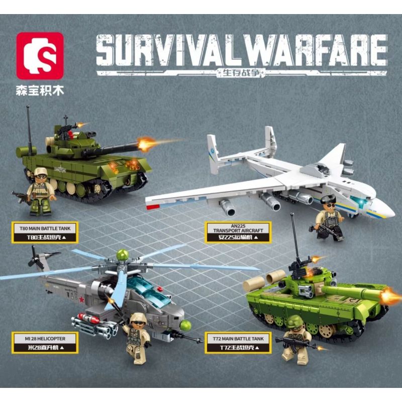 SEMBO 207084 CHIẾN TRANH SINH TỒN TRỰC THĂNG MI-28 bộ đồ chơi xếp lắp ráp ghép mô hình Military Army MI 28 HELICOPTER Quân Sự Bộ Đội 225 khối