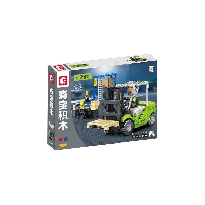 SEMBO 705118 non Lego ZOOMLION CẢNH VẬN HÀNH XE NÂNG bộ đồ chơi xếp lắp ráp ghép mô hình City Thành Phố 646 khối