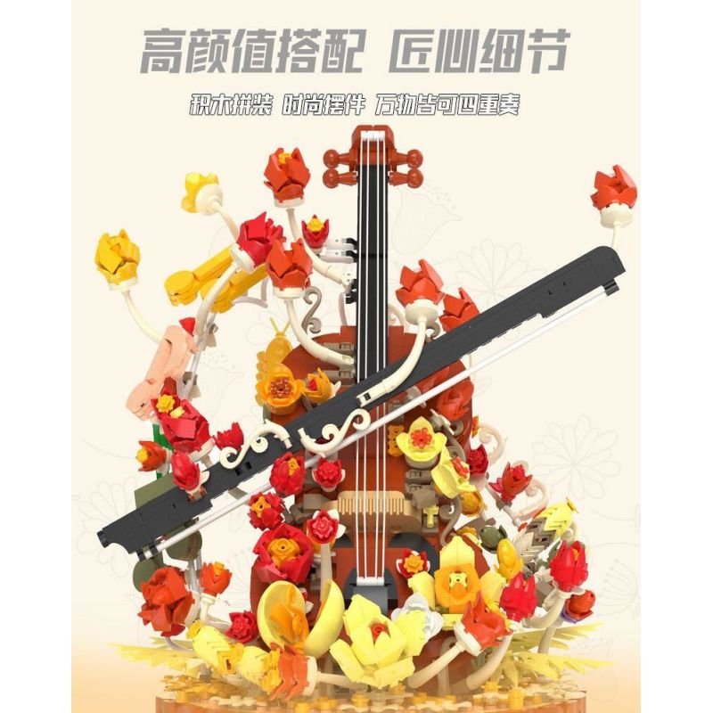 WANGAO 288016 HOA VIOLON bộ đồ chơi xếp lắp ráp ghép mô hình Creator Sáng Tạo