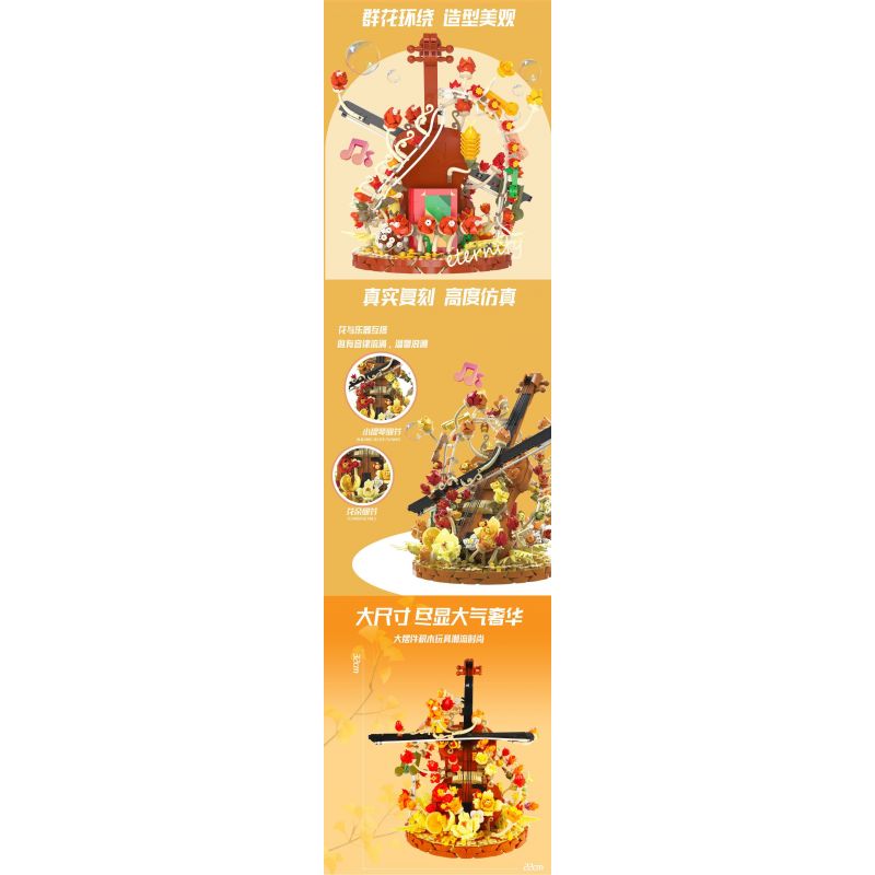 WANGAO 288016 HOA VIOLON bộ đồ chơi xếp lắp ráp ghép mô hình Creator Sáng Tạo