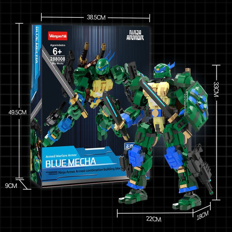 Lego Wangao 288008 Blue Mecha Xếp hình lắp ráp ghép mô hình Ninja rùa đột biến tuổi teen: Leonardo