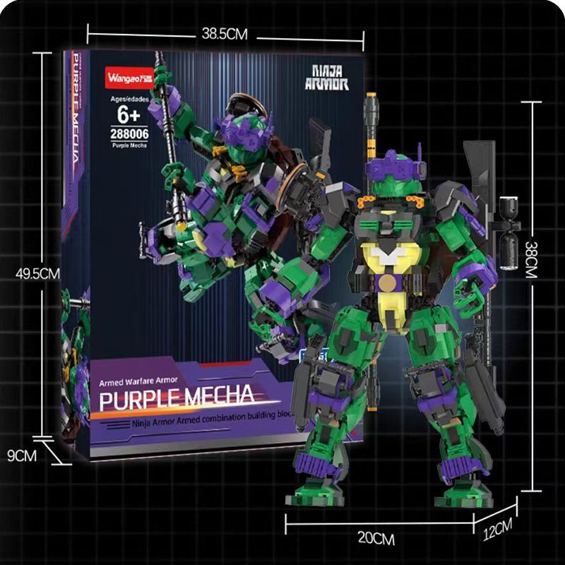 WANGAO 288006 NINJA RÙA ĐỘT BIẾN TUỔI TEEN DONATELLO bộ đồ chơi xếp lắp ráp ghép mô hình Movie & Game PURPLE MECHA Phim Và Trò Chơi