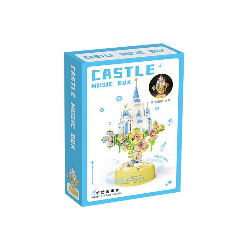 CAYI 8311 HỘP NHẠC LÂU ĐÀI bộ đồ chơi xếp lắp ráp ghép mô hình CASTLE MUSIC BOX 601 khối