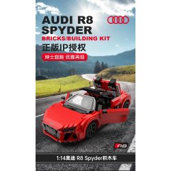 RASTAR 93800-Y 93800 AUDI R8 SPYDER tỷ lệ 1:14 bộ đồ chơi xếp lắp ráp ghép mô hình Speed Champions Racing Cars Đua Xe Công Thức 1440 khối