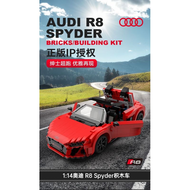 RASTAR 93800-Y 93800 AUDI R8 SPYDER tỷ lệ 1:14 bộ đồ chơi xếp lắp ráp ghép mô hình Speed Champions Racing Cars Đua Xe Công Thức 1440 khối