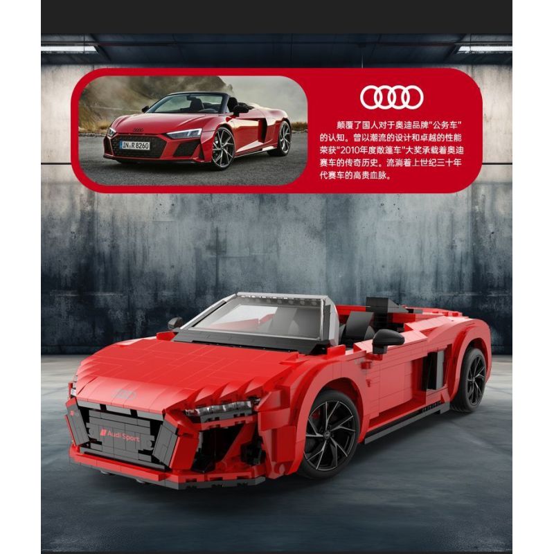 RASTAR 93800-Y 93800 AUDI R8 SPYDER tỷ lệ 1:14 bộ đồ chơi xếp lắp ráp ghép mô hình Speed Champions Racing Cars Đua Xe Công Thức 1440 khối