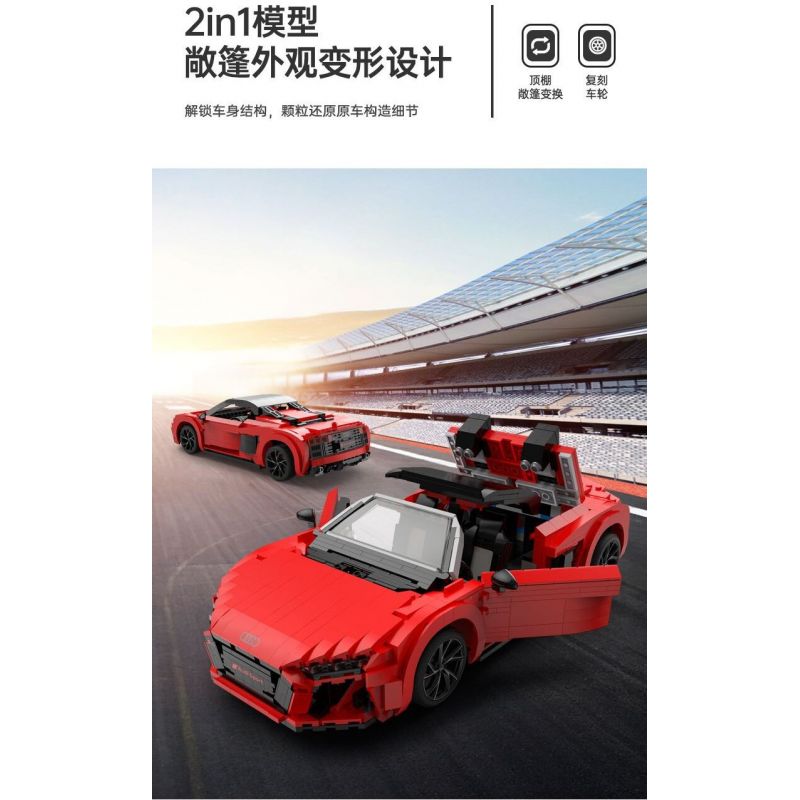 RASTAR 93800-Y 93800 AUDI R8 SPYDER tỷ lệ 1:14 bộ đồ chơi xếp lắp ráp ghép mô hình Speed Champions Racing Cars Đua Xe Công Thức 1440 khối