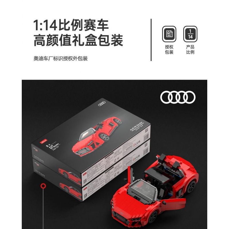 RASTAR 93800-Y 93800 AUDI R8 SPYDER tỷ lệ 1:14 bộ đồ chơi xếp lắp ráp ghép mô hình Speed Champions Racing Cars Đua Xe Công Thức 1440 khối