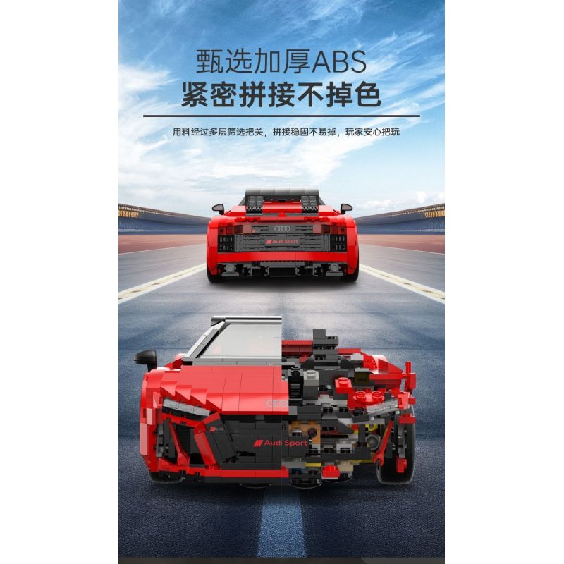 RASTAR 93800-Y 93800 AUDI R8 SPYDER tỷ lệ 1:14 bộ đồ chơi xếp lắp ráp ghép mô hình Speed Champions Racing Cars Đua Xe Công Thức 1440 khối
