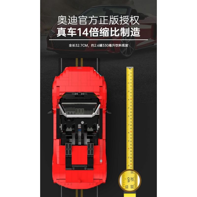 RASTAR 93800-Y 93800 AUDI R8 SPYDER tỷ lệ 1:14 bộ đồ chơi xếp lắp ráp ghép mô hình Speed Champions Racing Cars Đua Xe Công Thức 1440 khối