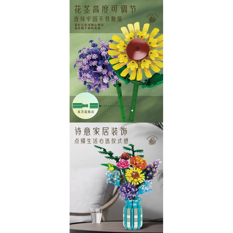 FREE TRIBE 11001 BUỔI SÁNG HÁI HOA TỐI bộ đồ chơi xếp lắp ráp ghép mô hình Creator THE WORDS OF AZURE FLOWERS Sáng Tạo 1853 khối