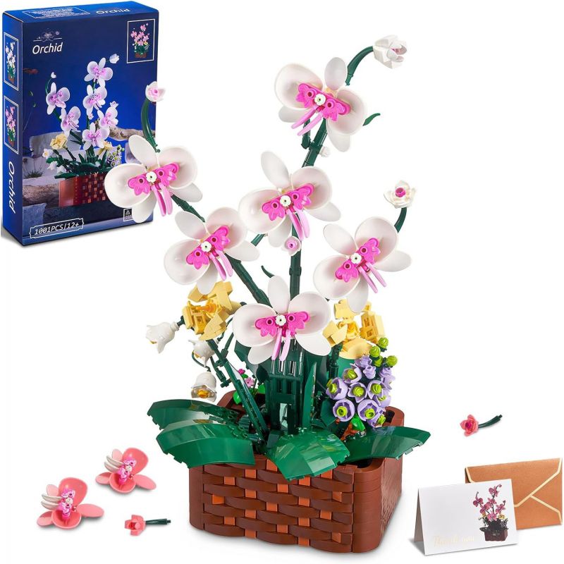 Lego No license 92202 Orchid Xếp hình lắp ráp ghép mô hình chậu cây phong lan