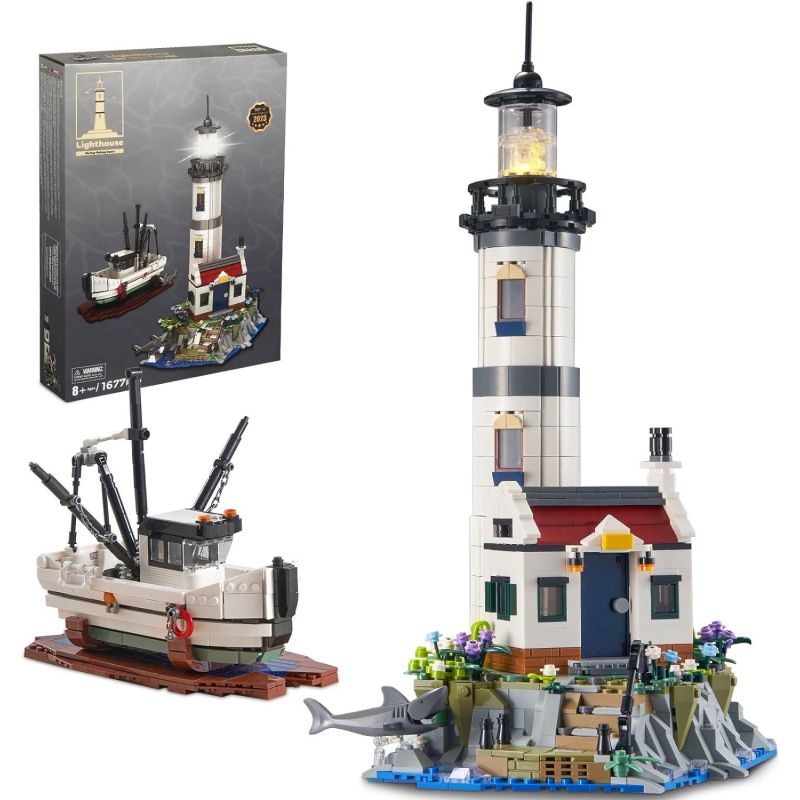 Lego No license 92207 Lighthouse Xếp hình lắp ráp ghép mô hình ngọn hải đăng, thuyền tôm