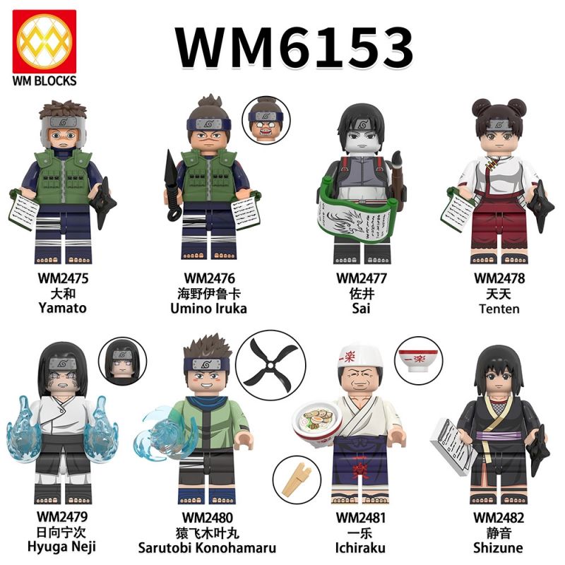 WM 2479 2480 2481 2482 6153 2475 2476 2477 2478 NARUTO MINIFIGURES 8 LOẠI bộ đồ chơi xếp lắp ráp ghép mô hình Movie & Game Phim Và Trò Chơi