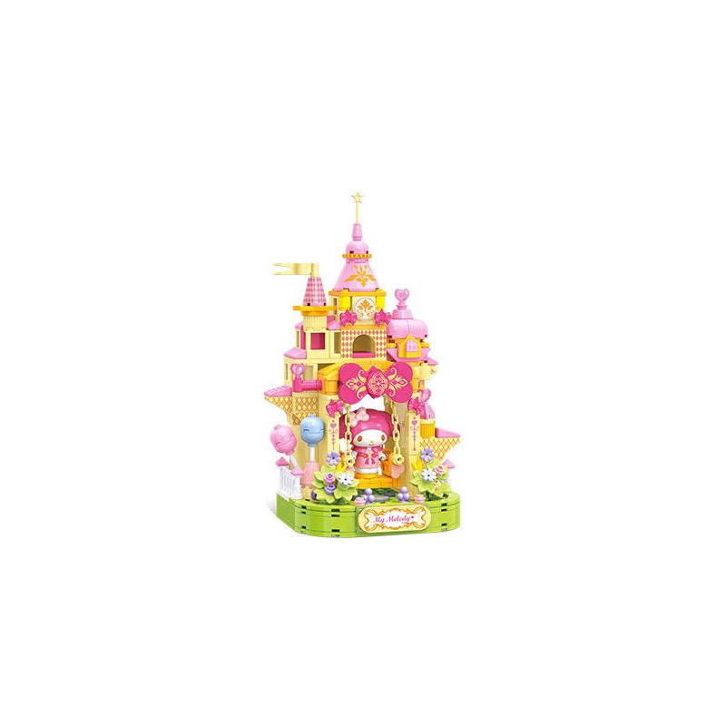 TOP TOY TC2021 2021 non Lego CÔNG VIÊN GIẢI TRÍ ĐẦY MÀU SẮC CỦA GIA ĐÌNH SANRIO MELODY HAPPY SWING CASTLE bộ đồ chơi xếp lắp ráp ghép mô hình