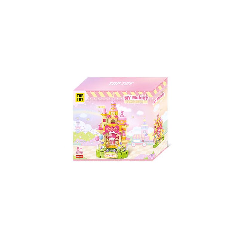 TOP TOY TC2021 2021 CÔNG VIÊN GIẢI TRÍ ĐẦY MÀU SẮC CỦA GIA ĐÌNH SANRIO MELODY HAPPY SWING CASTLE bộ đồ chơi xếp lắp ráp ghép mô hình