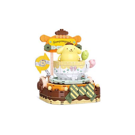 TOP TOY TC2023 2023 CÔNG VIÊN GIẢI TRÍ ĐẦY MÀU SẮC CỦA GIA ĐÌNH SANRIO PUDDING DOG FUN SPIN CUP bộ đồ chơi xếp lắp ráp ghép mô hình