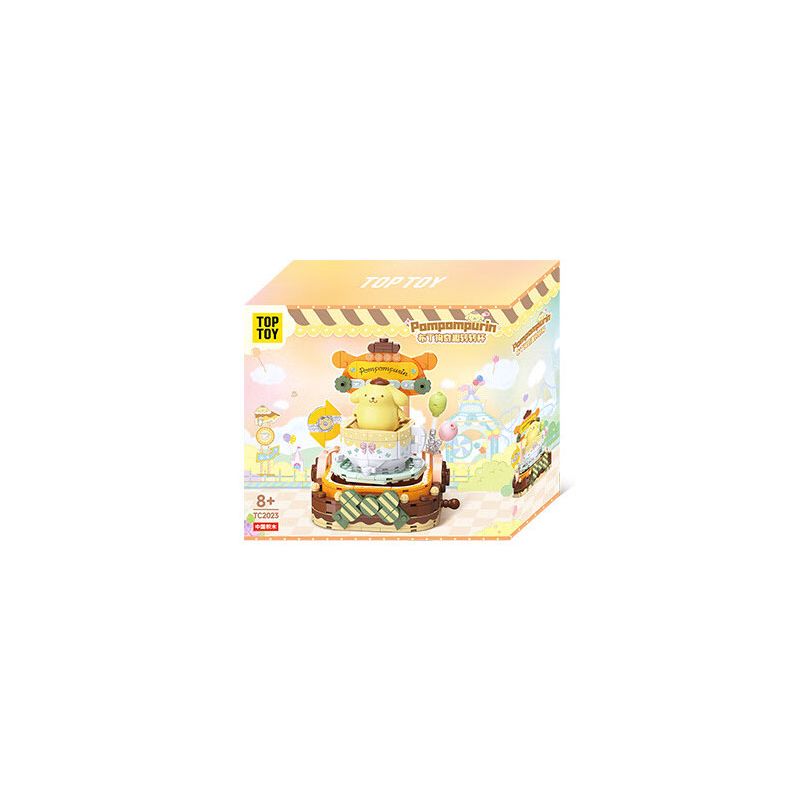 TOP TOY TC2023 2023 CÔNG VIÊN GIẢI TRÍ ĐẦY MÀU SẮC CỦA GIA ĐÌNH SANRIO PUDDING DOG FUN SPIN CUP bộ đồ chơi xếp lắp ráp ghép mô hình