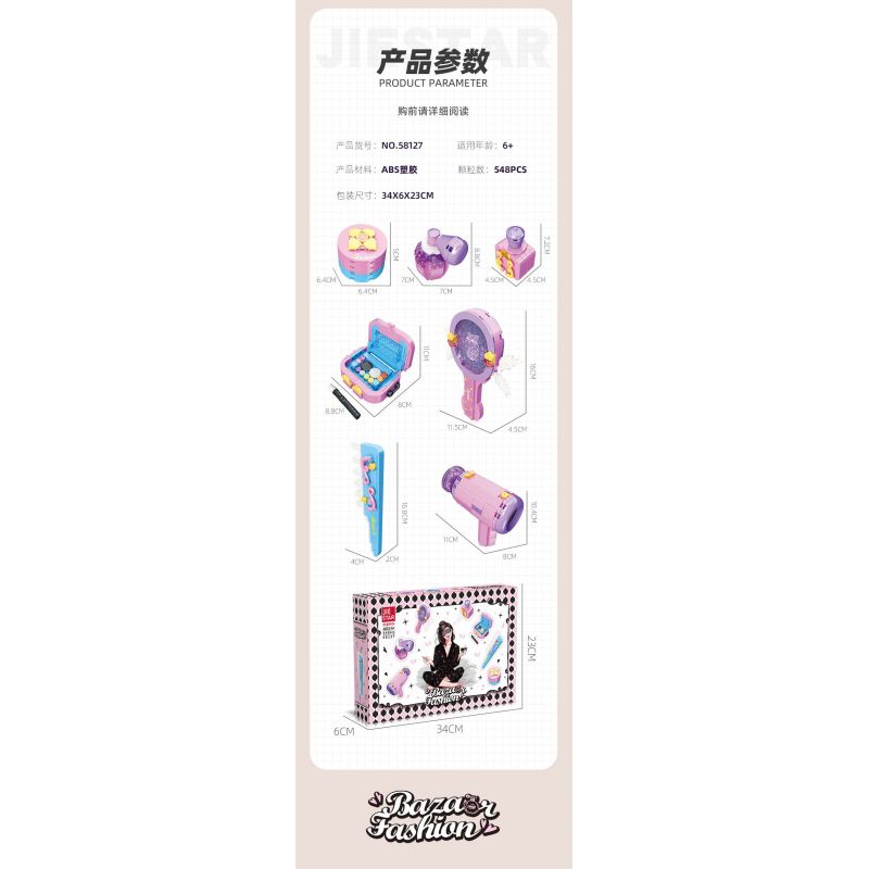 JIESTAR 58127 ĐỒ CHƠI TRANG ĐIỂM bộ đồ chơi xếp lắp ráp ghép mô hình Girl BAZAAR FASHION Con Gái 548 khối