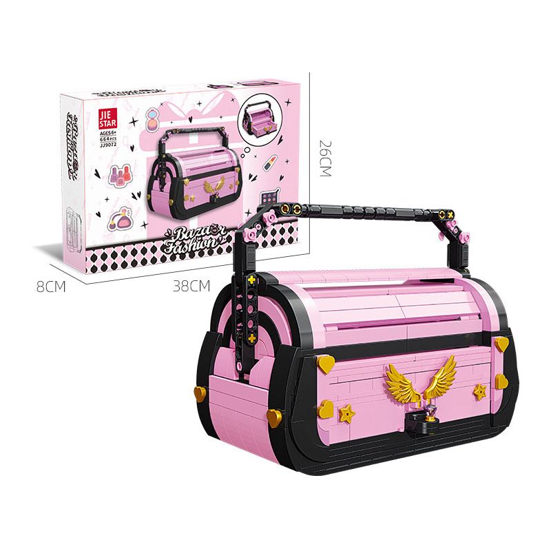 JIESTAR JJ9072 9072 TÚI XÁCH MÀU HỒNG bộ đồ chơi xếp lắp ráp ghép mô hình BAZAAR FASHION 664 khối