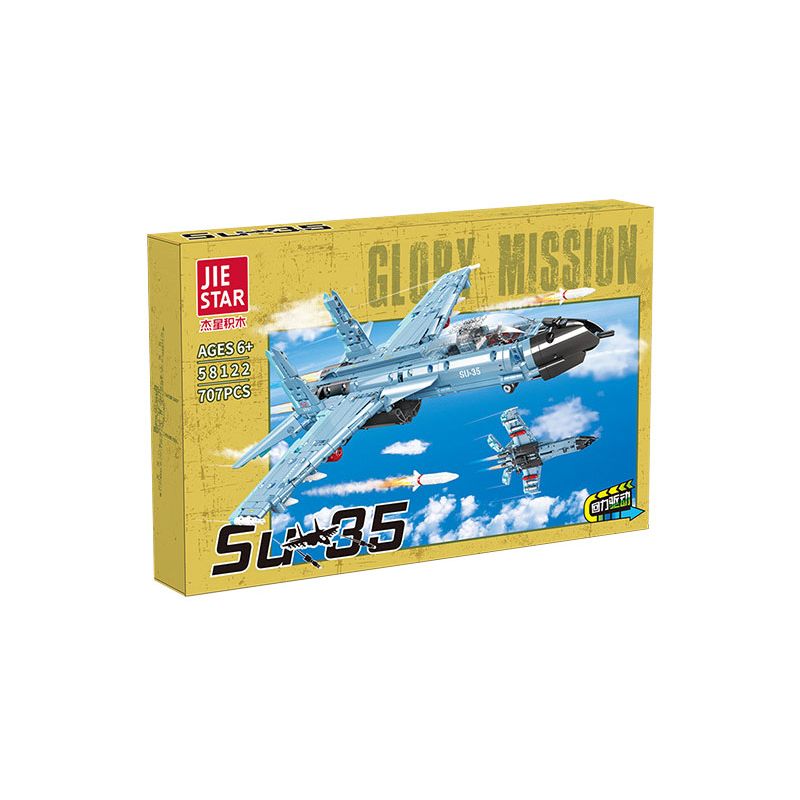 JIESTAR 58122 MÁY BAY CHIẾN ĐẤU GẮN TRÊN SU-35 bộ đồ chơi xếp lắp ráp ghép mô hình Military Army GLORY MISSION Quân Sự Bộ Đội 707 khối