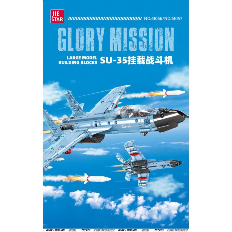 JIESTAR 58122 MÁY BAY CHIẾN ĐẤU GẮN TRÊN SU-35 bộ đồ chơi xếp lắp ráp ghép mô hình Military Army GLORY MISSION Quân Sự Bộ Đội 707 khối