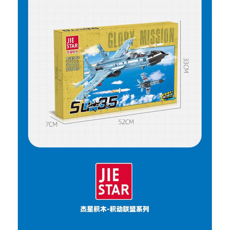 JIESTAR 58122 MÁY BAY CHIẾN ĐẤU GẮN TRÊN SU-35 bộ đồ chơi xếp lắp ráp ghép mô hình Military Army GLORY MISSION Quân Sự Bộ Đội 707 khối