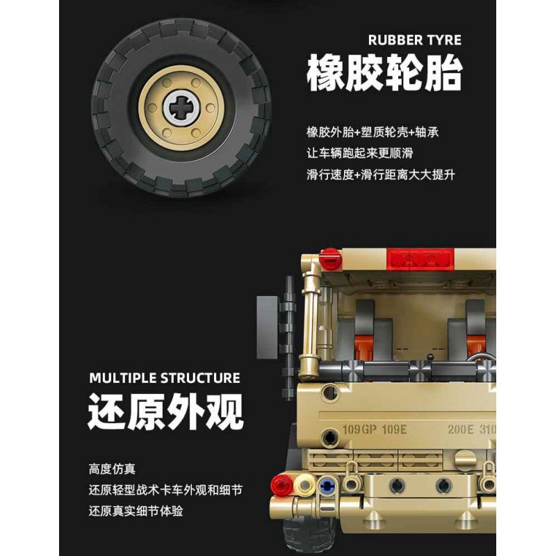 JIESTAR 58125 XE TẢI CHIẾN THUẬT HẠNG NHẸ M1078 bộ đồ chơi xếp lắp ráp ghép mô hình Military Army Quân Sự Bộ Đội 613 khối