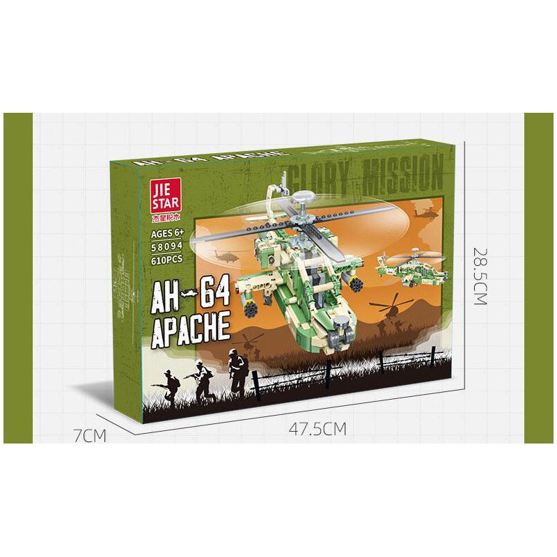 JIESTAR 58094 TRỰC THĂNG VŨ TRANG APACHE bộ đồ chơi xếp lắp ráp ghép mô hình Technic AH-64 APACHE Kỹ Thuật Công Nghệ Cao Mô Hình Phương Tiện 610 khối