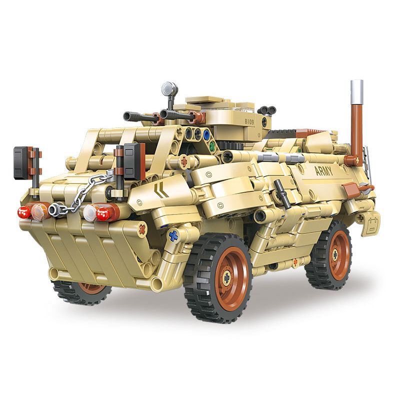 Lego JIESTAR 58114 M1117 Guardian Armored security vehicle，ASV-150 Xếp hình lắp ráp ghép mô hình Xe bọc thép kéo lùi M-1117 của Mỹ